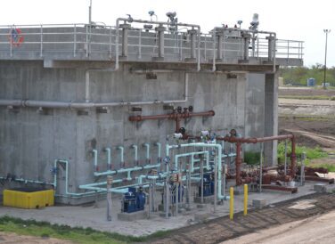 digester basin exterior of building McAllen South Wastewater Plant